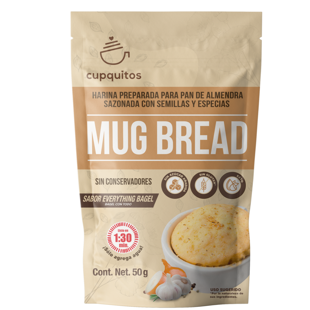 Mug Bread Keto con sazonador Everything Bagel Cupquitos